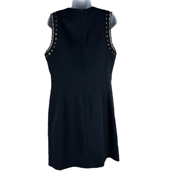 Michael Kors Womens Sleeveless Dress With Gold Chain Detail Size 10 New Navy - Picture 2 of 11
